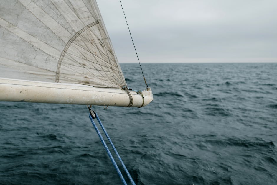 A serene sailboat journey on the choppy sea near Vladivostok, Russia